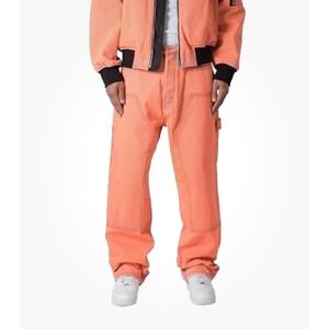 MNML Ultra Baggy Double Knee Denim Orange Jeans Size‎ 32 streetwear